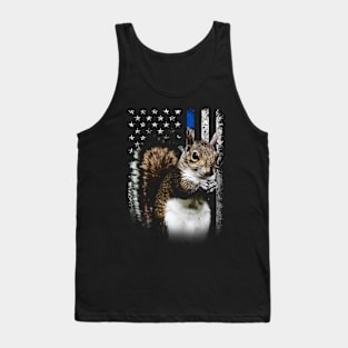 Scurrying Squirrel American Flag for Wildlife Enthusiasts Tank Top